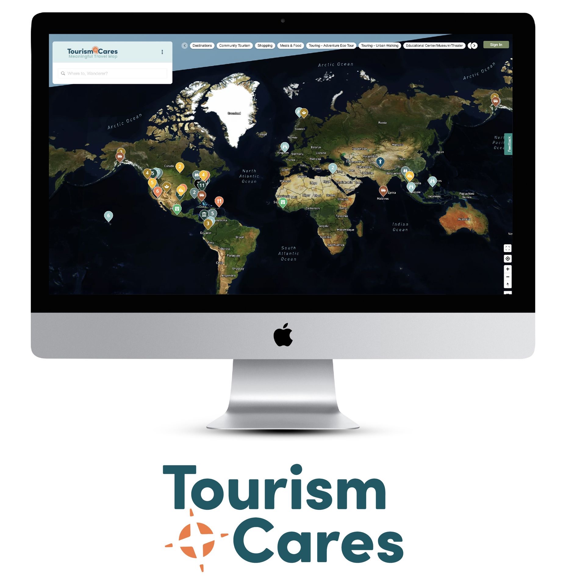 Graphic showing the usual tool from Tourism Cares's website. 