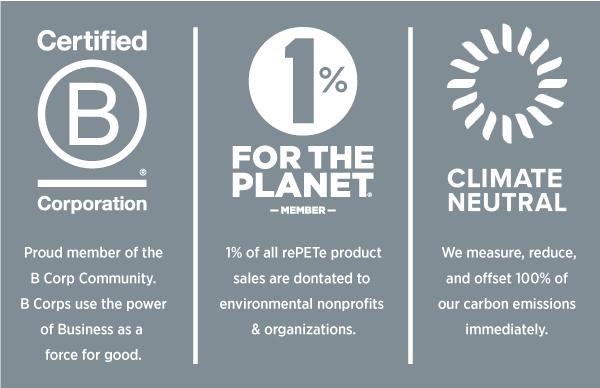 ​ChicoBag and To-Go Ware are Certified B Corps, 1 Percent For The Planet Members and offset 100 percent of all our carbon emissions​