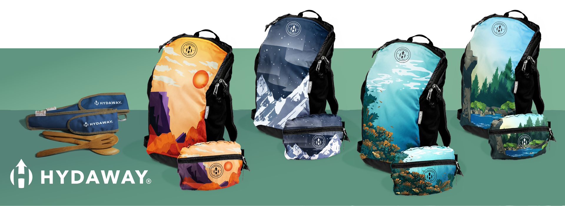 The very stylish customized rePETe Travel Pack Collection from hydaway