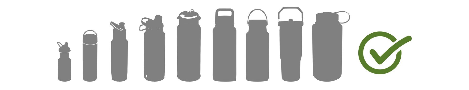 Different size bottles from different companies that Adjustable bottle sling fits into 