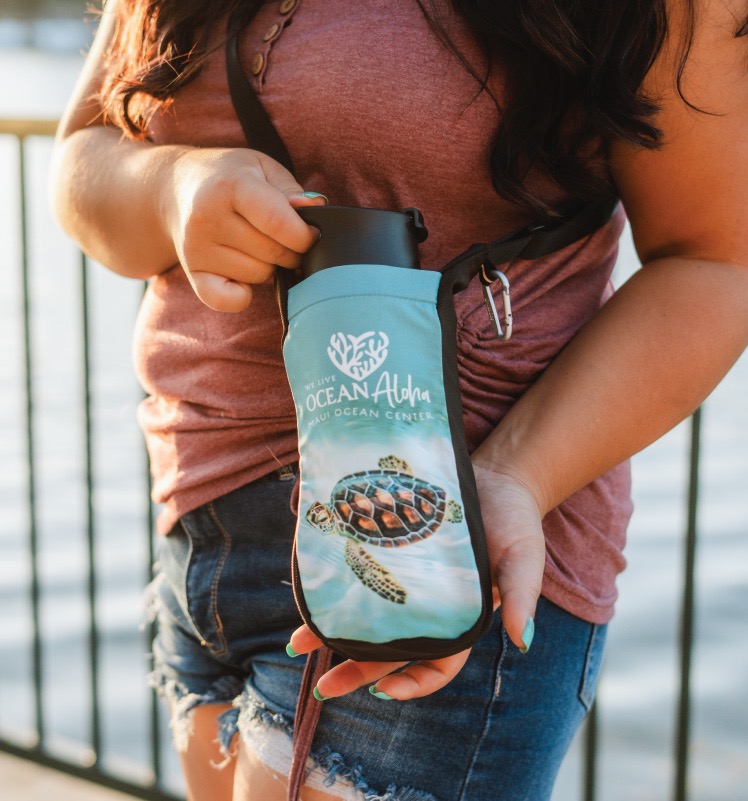 4 Images wide of family wearing the adjustable bottle sling.  Mom, son, and daughter