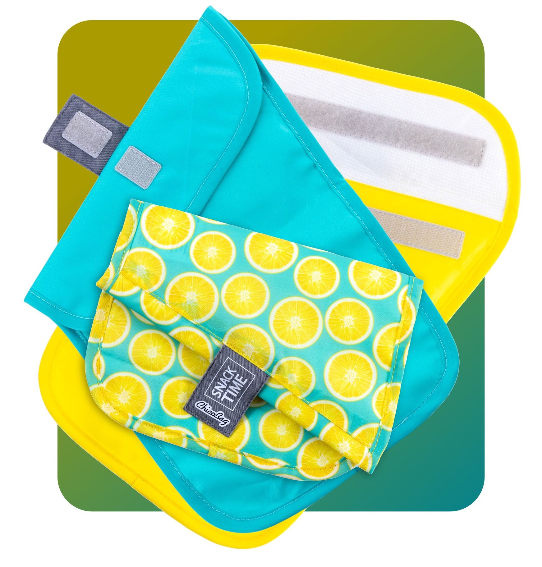 Chicobag's Snacktime Set shown in the Lemon pattern