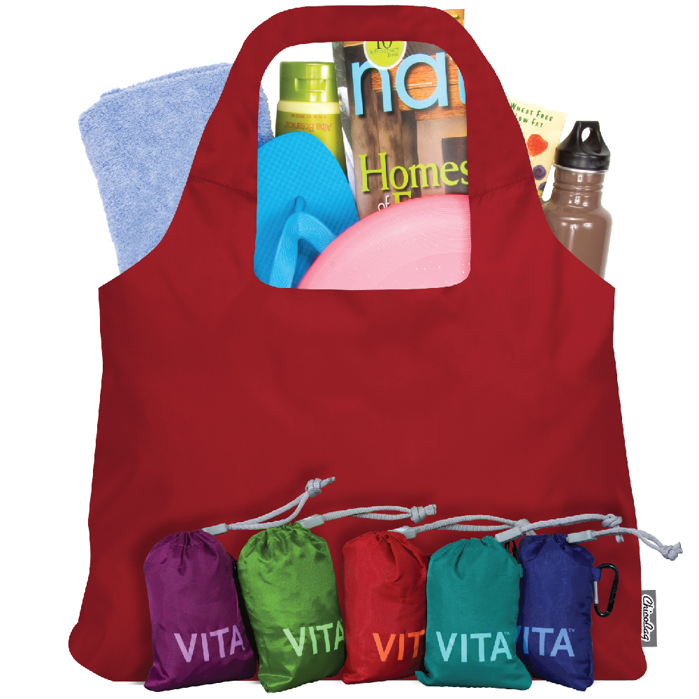 Red Vita Polyester Shoulder Tote Family